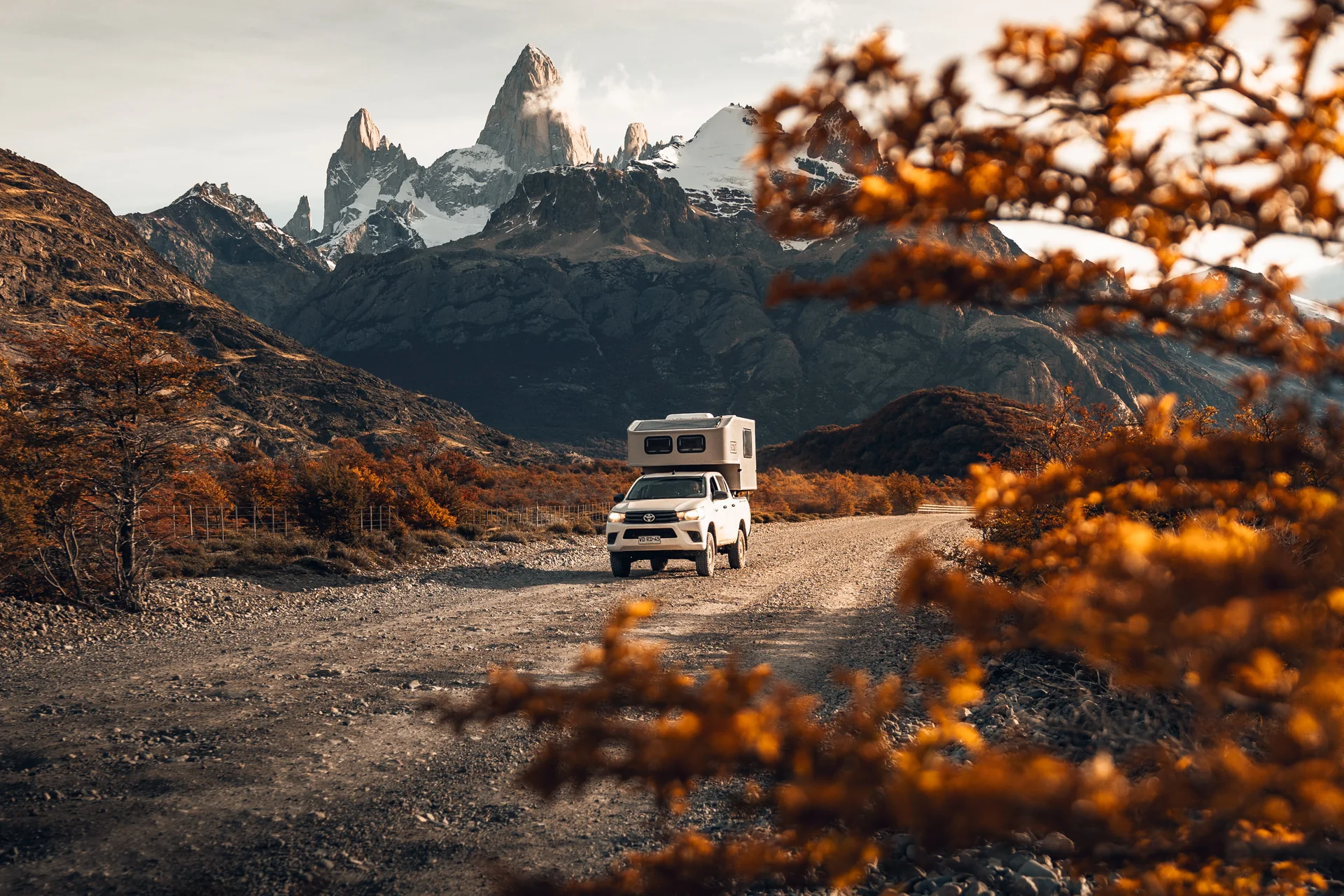 Camper in Patagonia in autumn