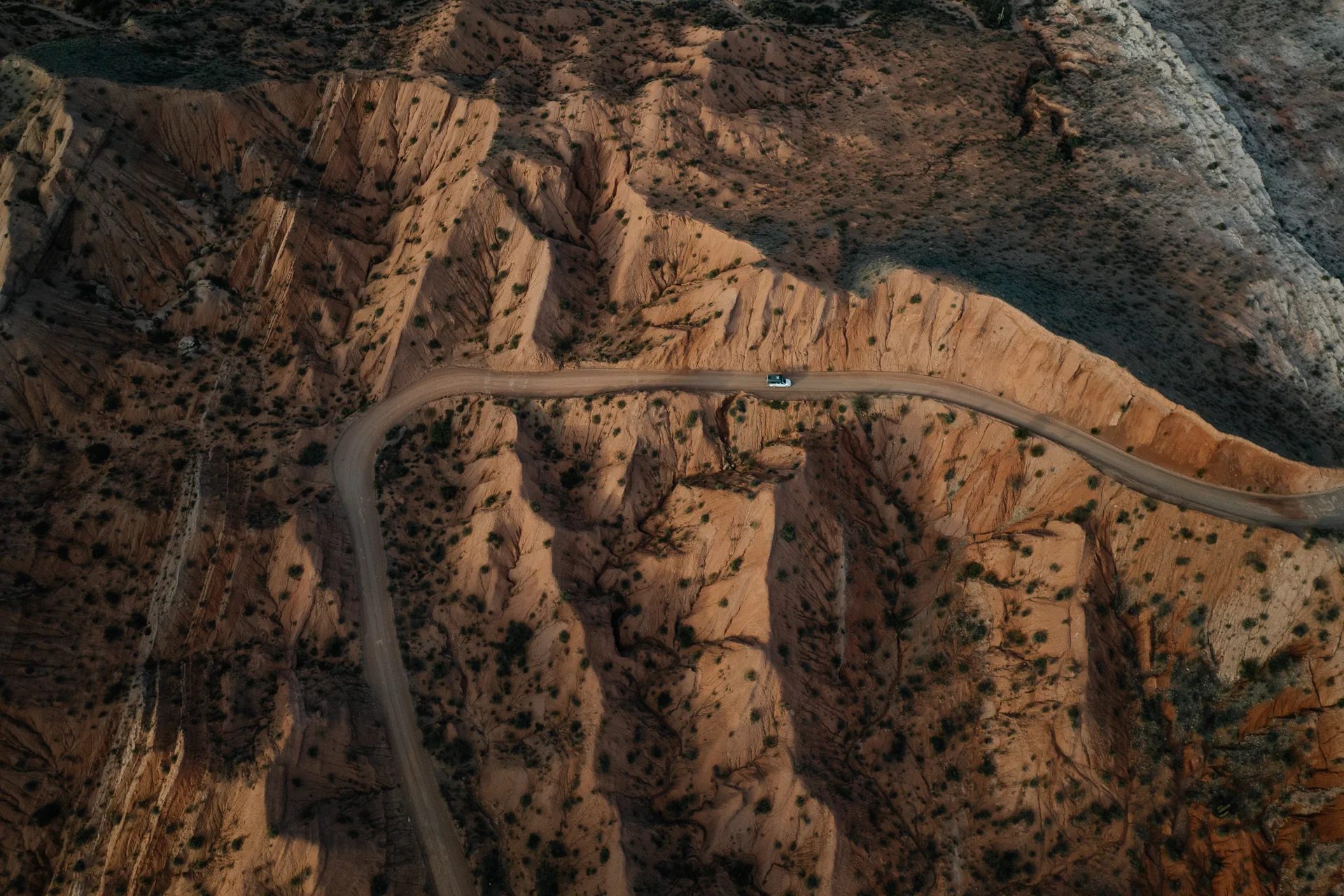 Dirt road crossing a canyon